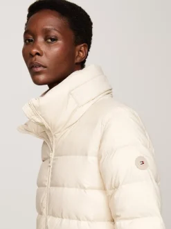 Kurtki & Płaszcze*Tommy Hilfiger Długi Puchowy Płaszcz Z Kapturem CLASSIC BEIGE