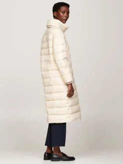 Kurtki & Płaszcze*Tommy Hilfiger Długi Puchowy Płaszcz Z Kapturem CLASSIC BEIGE