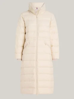 Kurtki & Płaszcze*Tommy Hilfiger Długi Puchowy Płaszcz Z Kapturem CLASSIC BEIGE