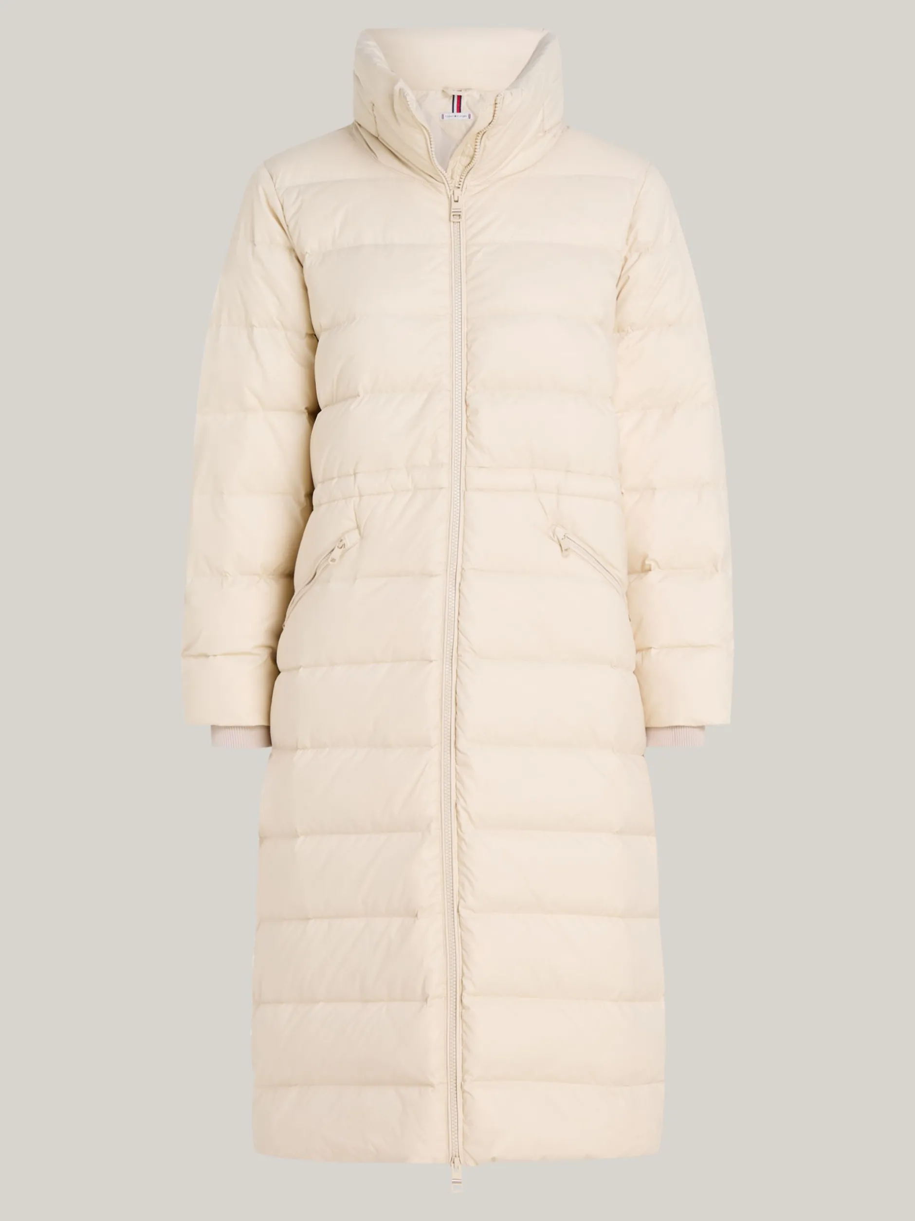 Kurtki & Płaszcze*Tommy Hilfiger Długi Puchowy Płaszcz Z Kapturem CLASSIC BEIGE