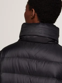 Kurtki & Płaszcze*Tommy Hilfiger Długi Puchowy Płaszcz Z Kapturem BLACK