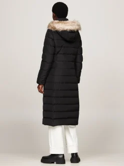 Kurtki & Płaszcze*Tommy Hilfiger Długi Puchowy Płaszcz Z Kapturem BLACK