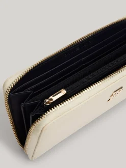 Portfele & Breloczki Do Kluczy*Tommy Hilfiger Duży Portfel TH Chic Z Zapięciem Na Zamek CLASSIC BEIGE