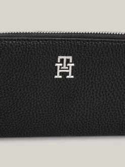 Portfele & Breloczki Do Kluczy*Tommy Hilfiger Duży Portfel TH Emblem Zapinany Na Zamek BLACK