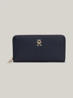 Portfele & Breloczki Do Kluczy*Tommy Hilfiger Duży Portfel TH Emblem Zapinany Na Zamek SPACE BLUE
