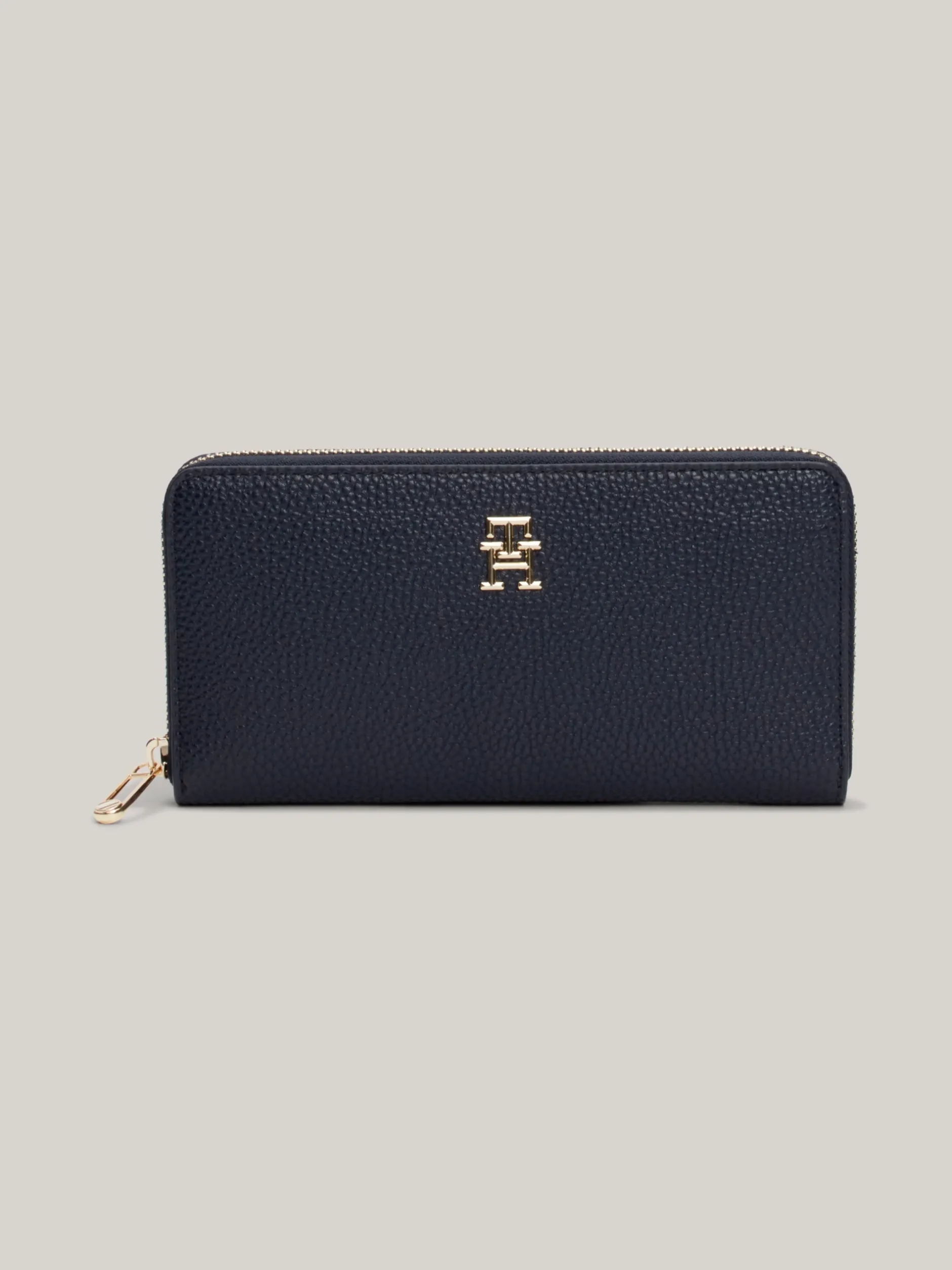 Portfele & Breloczki Do Kluczy*Tommy Hilfiger Duży Portfel TH Emblem Zapinany Na Zamek SPACE BLUE