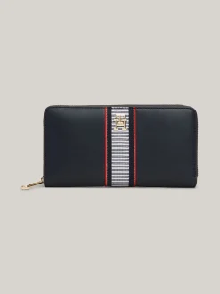 Portfele & Breloczki Do Kluczy*Tommy Hilfiger Duży Portfel Z Parcianymi Detalami SPACE BLUE