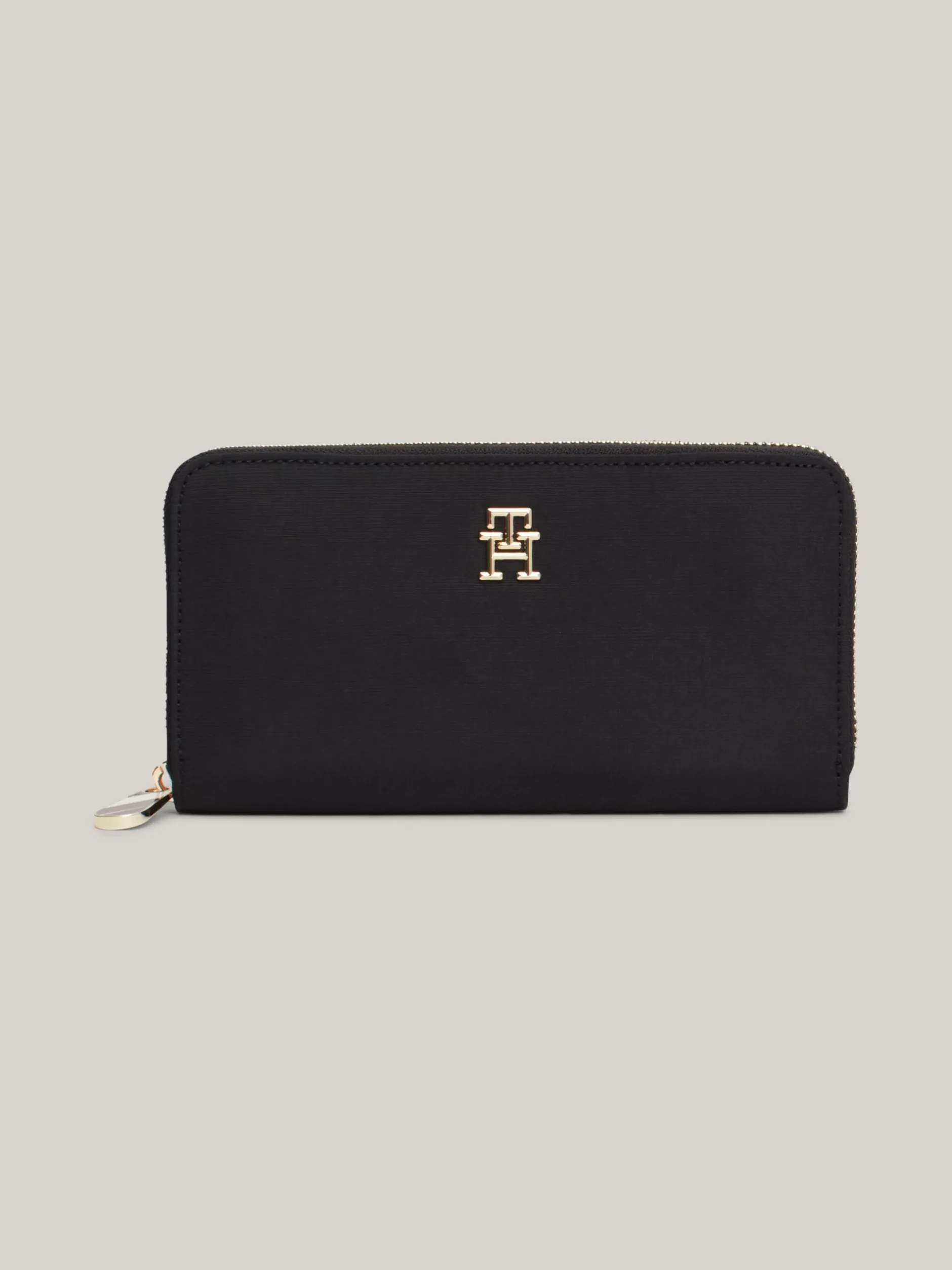 Portfele & Breloczki Do Kluczy*Tommy Hilfiger Duży Portfel Z Zamkiem I Monogramem TH BLACK