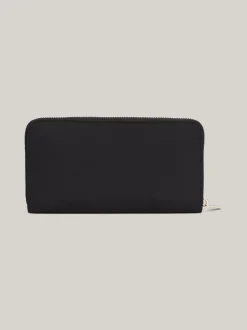 Portfele & Breloczki Do Kluczy*Tommy Hilfiger Duży Portfel Z Zamkiem I Monogramem TH BLACK
