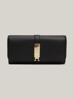 Portfele & Breloczki Do Kluczy*Tommy Hilfiger Duży Składany Portfel Heritage Z Klapką BLACK