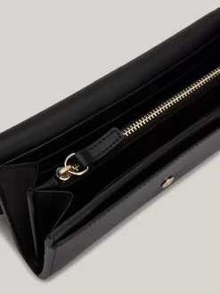 Portfele & Breloczki Do Kluczy*Tommy Hilfiger Duży Składany Portfel Heritage Z Klapką BLACK