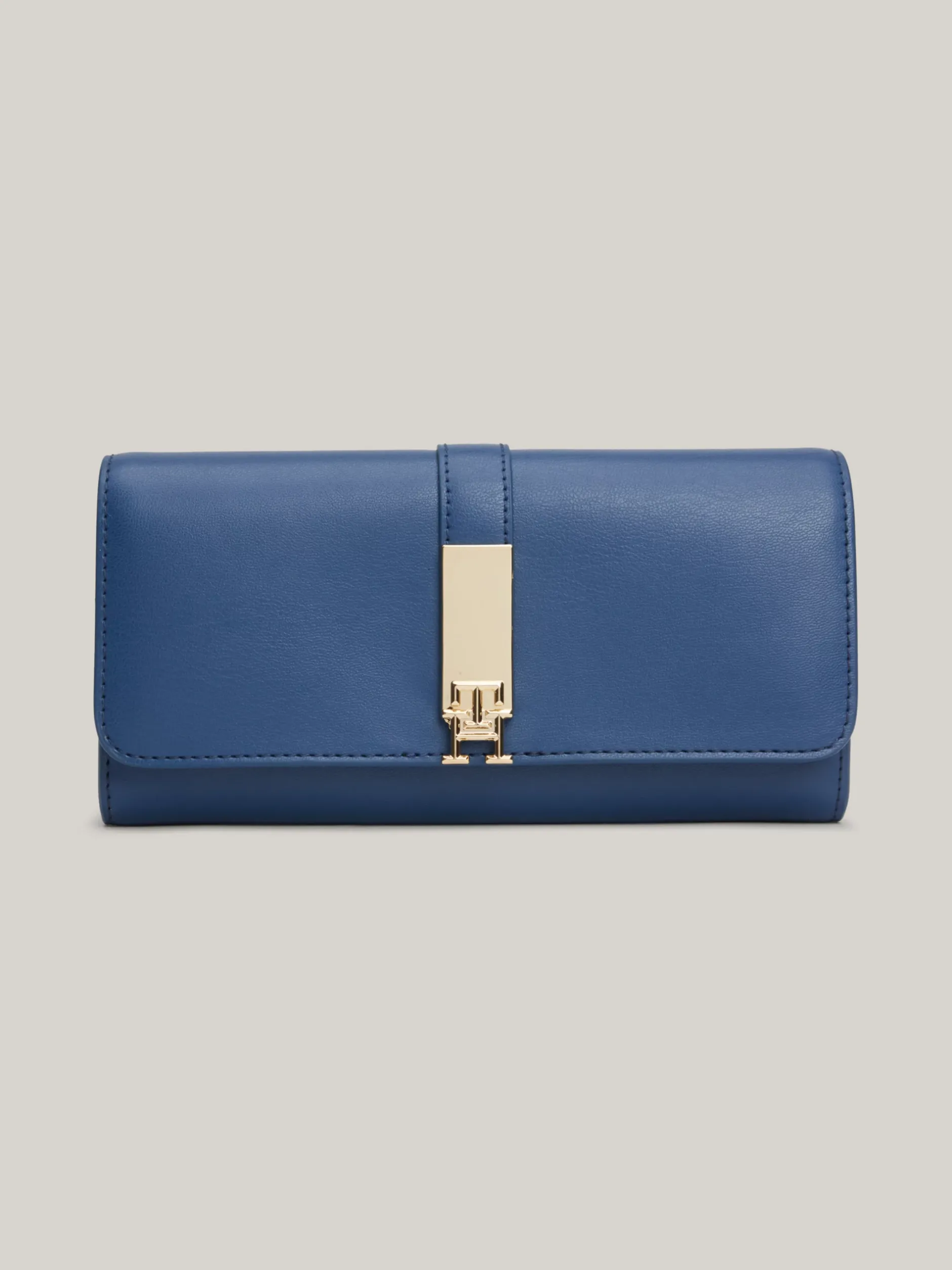 Portfele & Breloczki Do Kluczy*Tommy Hilfiger Duży Składany Portfel Heritage Z Klapką FOSSIL BLUE