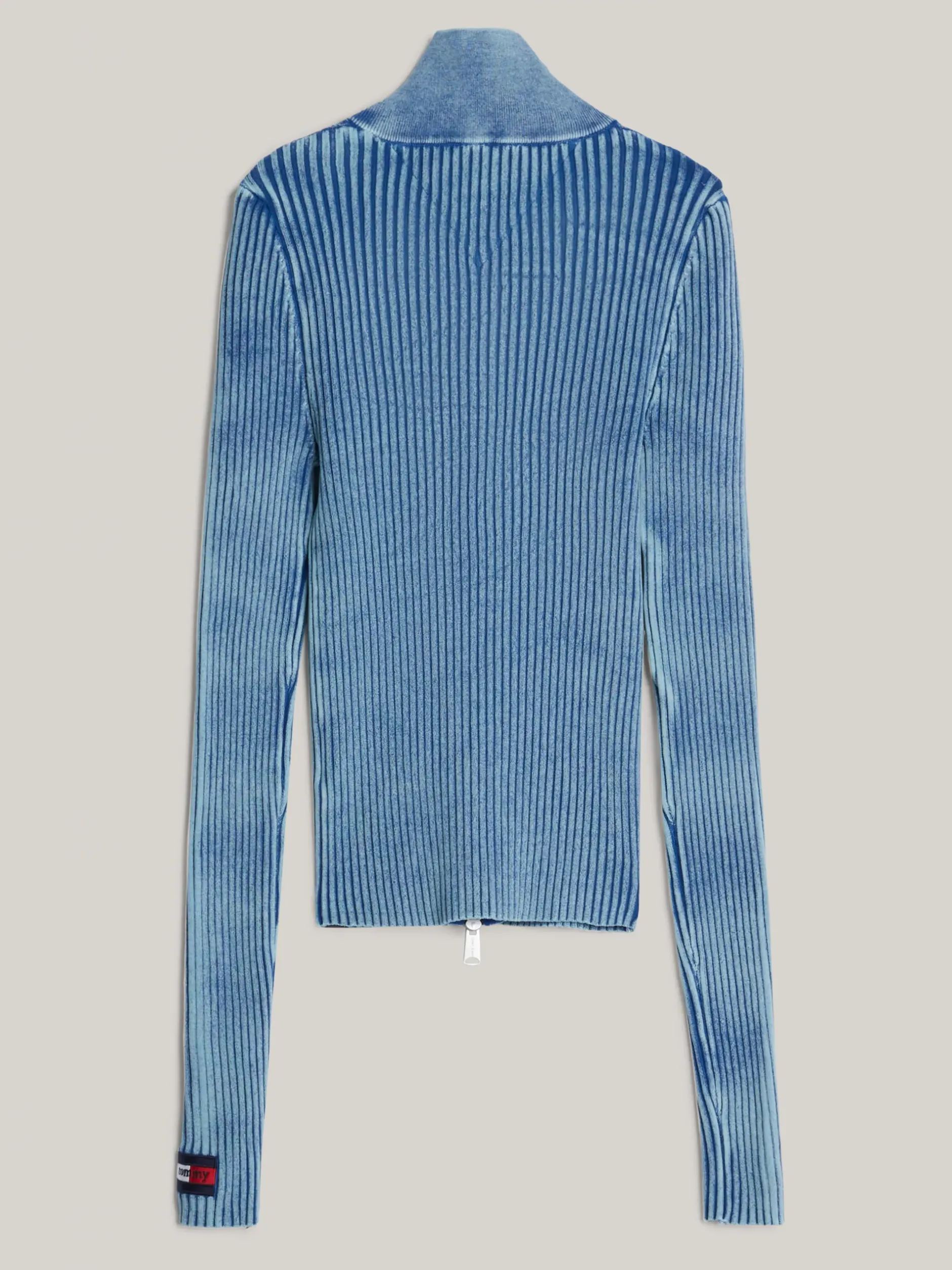 Swetry|Dzianina*Tommy Hilfiger Dwukolorowy Prążkowany Sweter Na Zamek CHASE BLUE