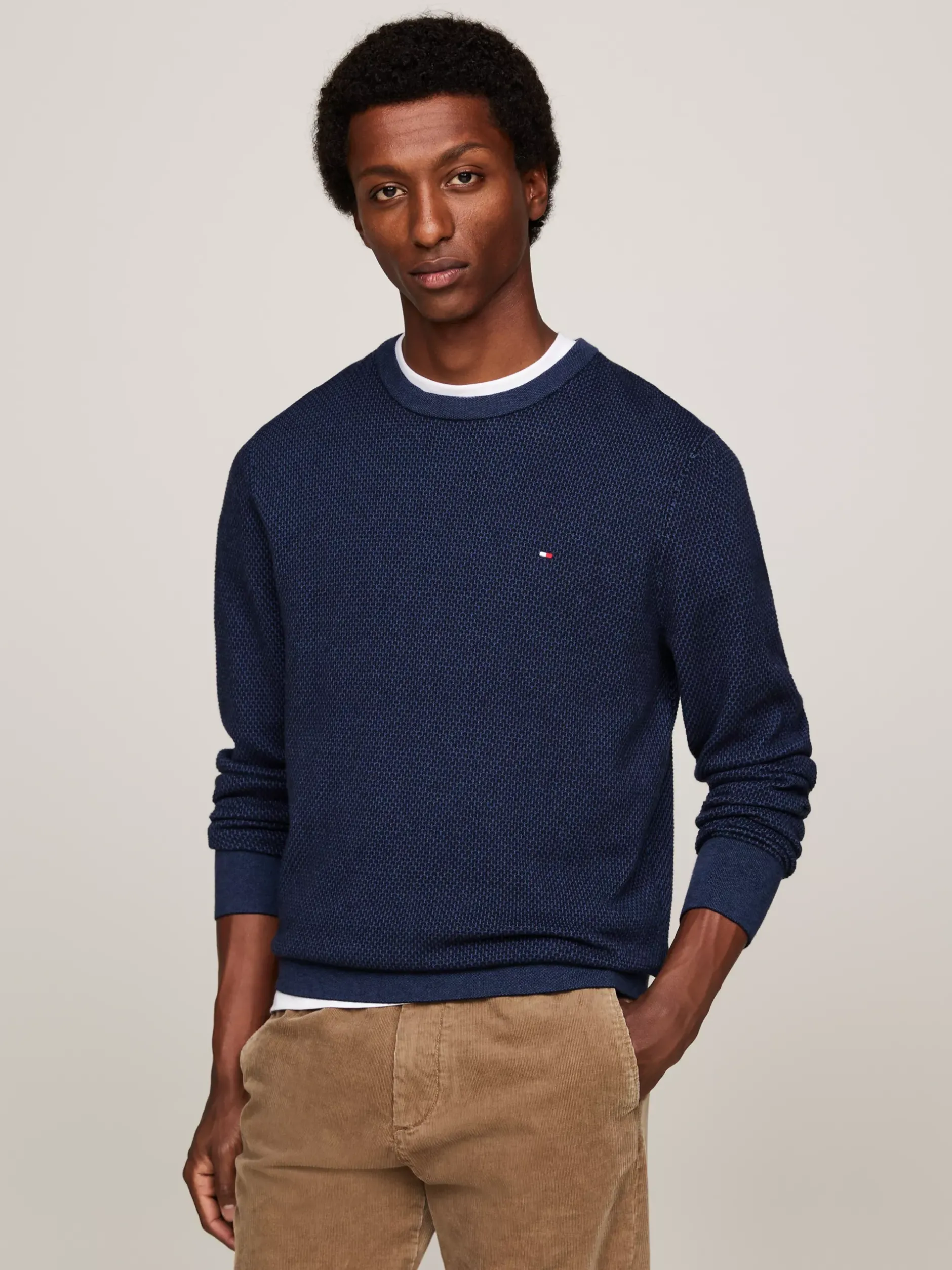 Swetry Z Okrągłym Dekoltem|Swetry*Tommy Hilfiger Dwukolorowy Sweter Z Kaszmirem DESERT SKY / MULTI