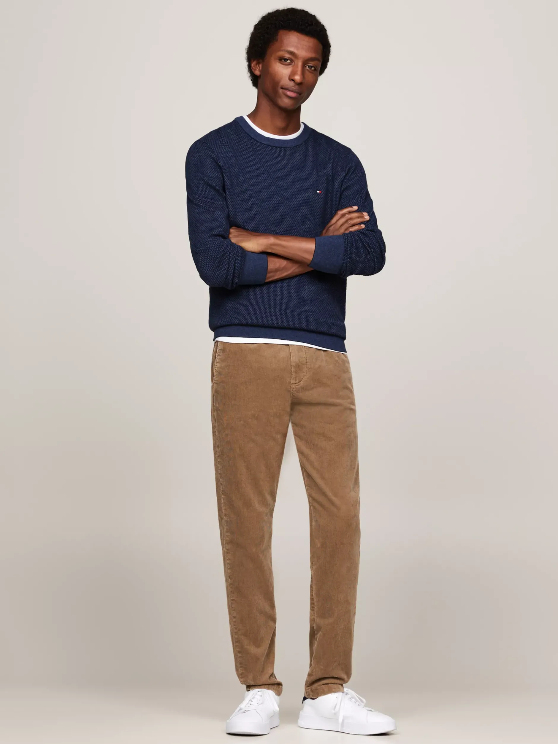 Swetry Z Okrągłym Dekoltem|Swetry*Tommy Hilfiger Dwukolorowy Sweter Z Kaszmirem DESERT SKY / MULTI