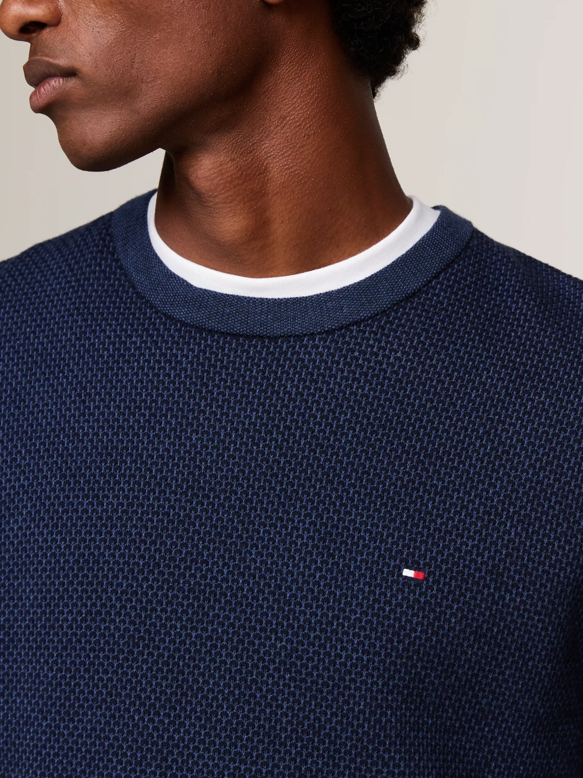 Swetry Z Okrągłym Dekoltem|Swetry*Tommy Hilfiger Dwukolorowy Sweter Z Kaszmirem DESERT SKY / MULTI