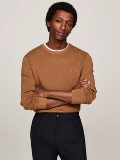 Swetry Z Okrągłym Dekoltem|Swetry*Tommy Hilfiger Dwukolorowy Sweter Z Kaszmirem HIGHLAND KHAKI/MULTI