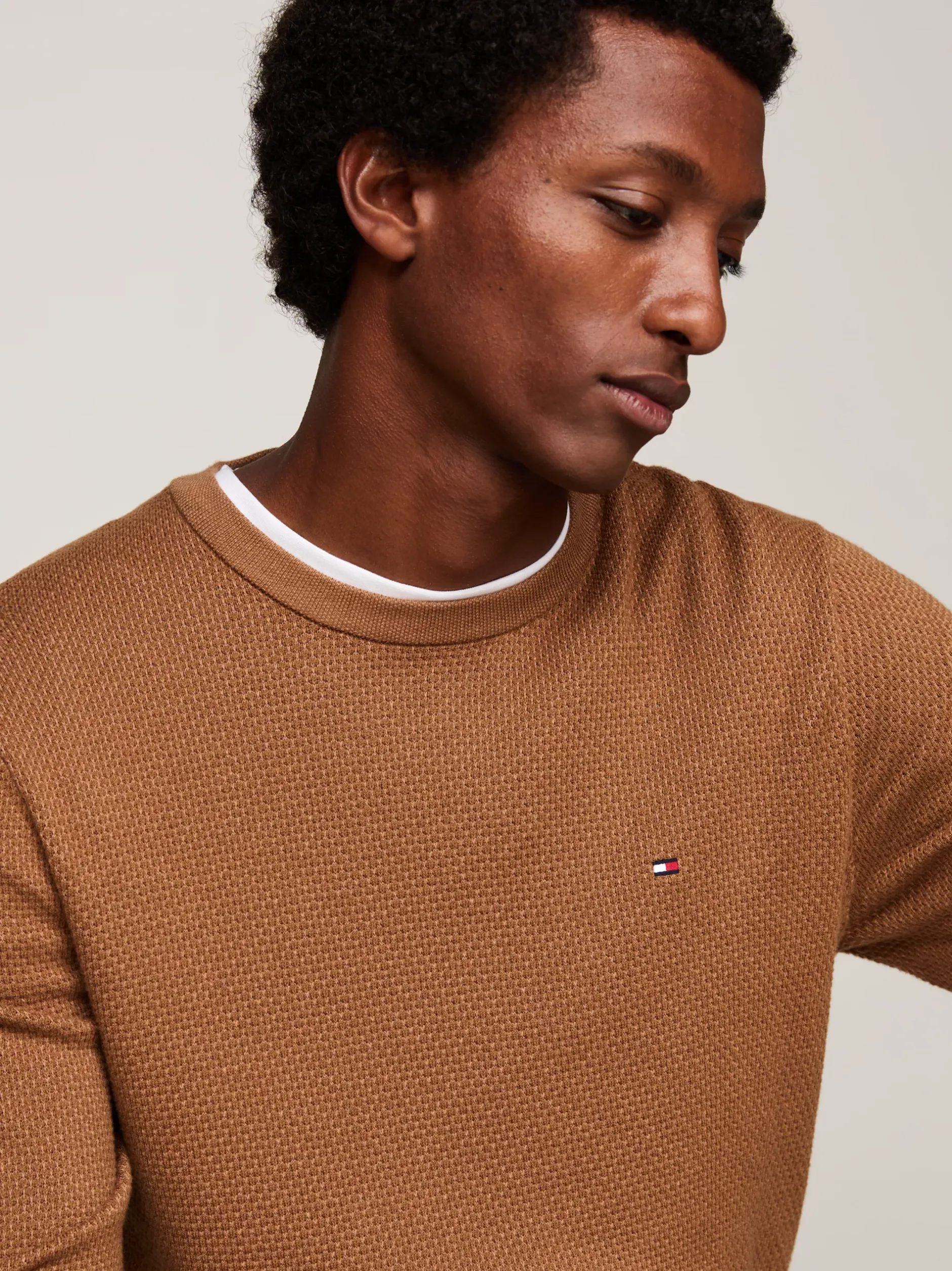 Swetry Z Okrągłym Dekoltem|Swetry*Tommy Hilfiger Dwukolorowy Sweter Z Kaszmirem HIGHLAND KHAKI/MULTI