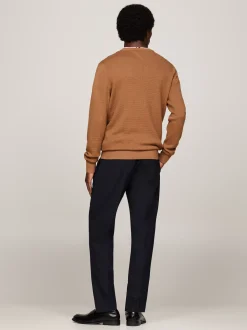 Swetry Z Okrągłym Dekoltem|Swetry*Tommy Hilfiger Dwukolorowy Sweter Z Kaszmirem HIGHLAND KHAKI/MULTI