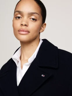 Kurtki & Płaszcze*Tommy Hilfiger Dwurzędowa Kurtka Marynarska Z Wełną DARK NIGHT NAVY