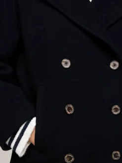 Kurtki & Płaszcze*Tommy Hilfiger Dwurzędowa Kurtka Marynarska Z Wełną DARK NIGHT NAVY