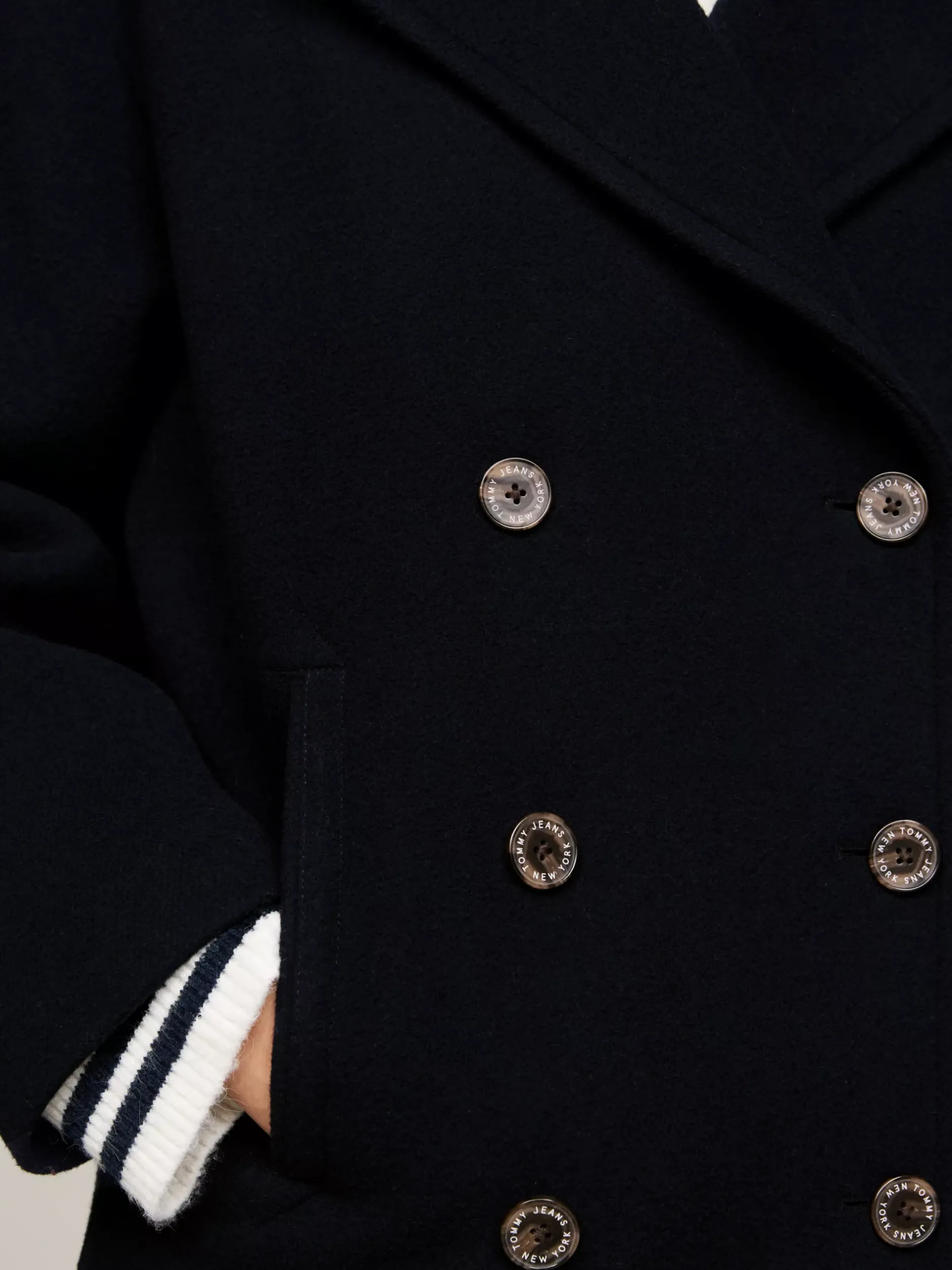 Kurtki & Płaszcze*Tommy Hilfiger Dwurzędowa Kurtka Marynarska Z Wełną DARK NIGHT NAVY