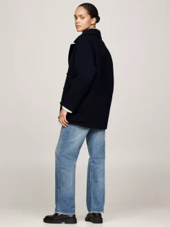 Kurtki & Płaszcze*Tommy Hilfiger Dwurzędowa Kurtka Marynarska Z Wełną DARK NIGHT NAVY
