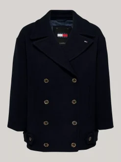 Kurtki & Płaszcze*Tommy Hilfiger Dwurzędowa Kurtka Marynarska Z Wełną DARK NIGHT NAVY