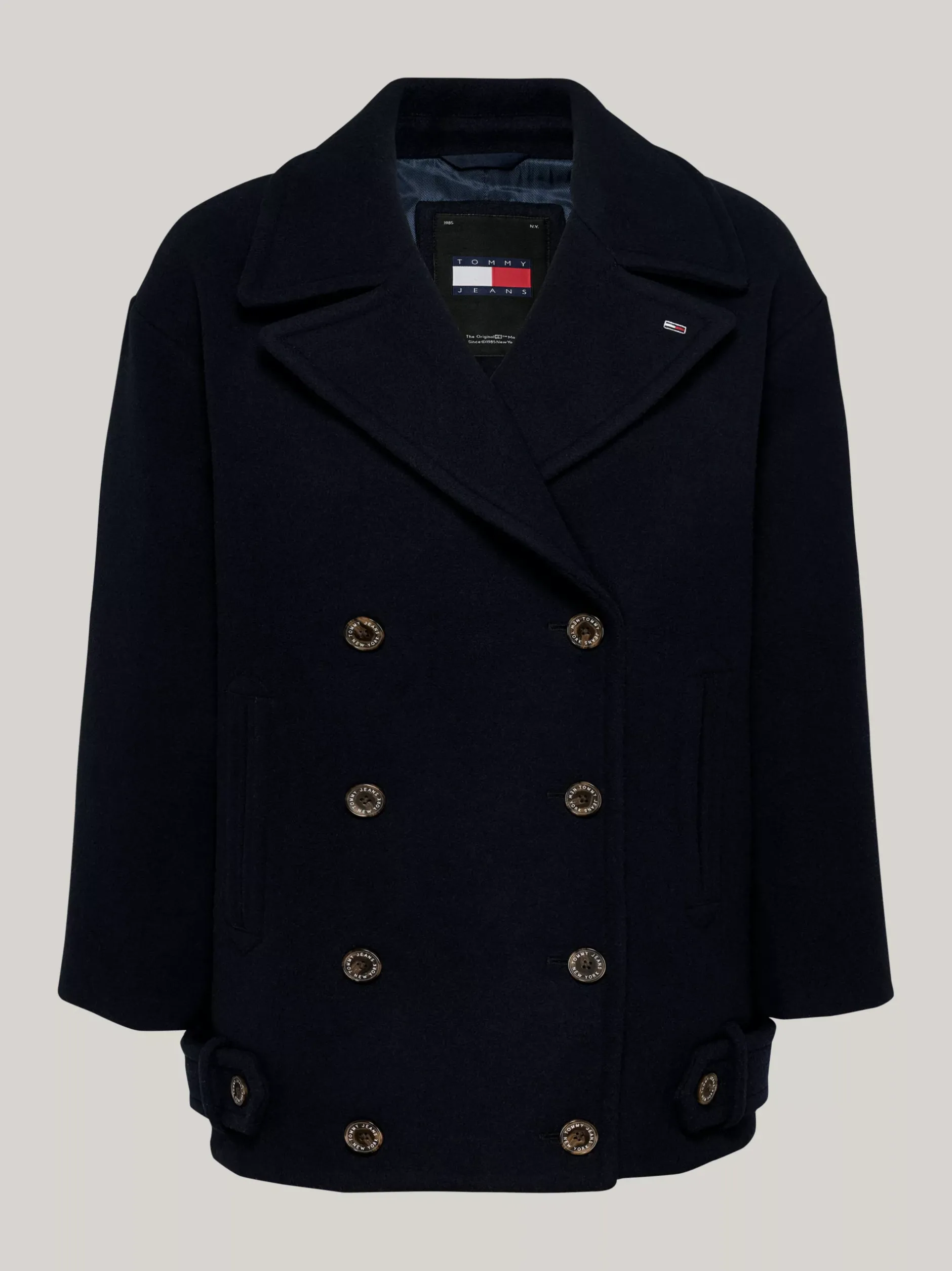 Kurtki & Płaszcze*Tommy Hilfiger Dwurzędowa Kurtka Marynarska Z Wełną DARK NIGHT NAVY
