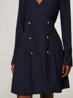 Sukienki*Tommy Hilfiger Dwurzędowa Sukienka Mini O Kopertowym Fasonie DESERT SKY