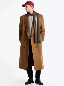 Kurtki & Płaszcze*Tommy Hilfiger Dwurzędowy Płaszcz Z Mieszanki Wełny BROWN