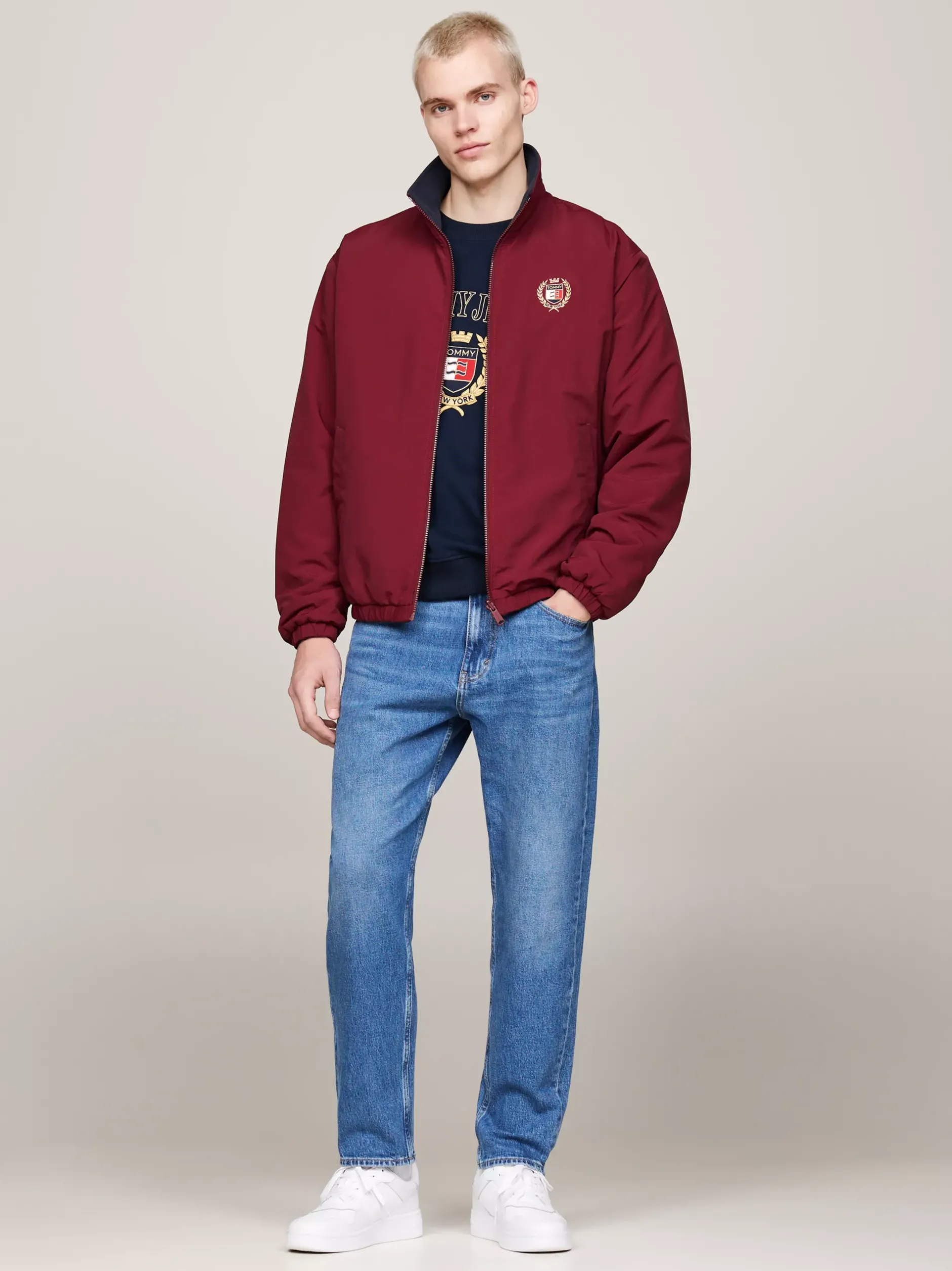 Kurtki & Płaszcze|Bomberki*Tommy Hilfiger Dwustronna Kurtka O Luźnym Kroju Z Polaru DEEP ROUGE
