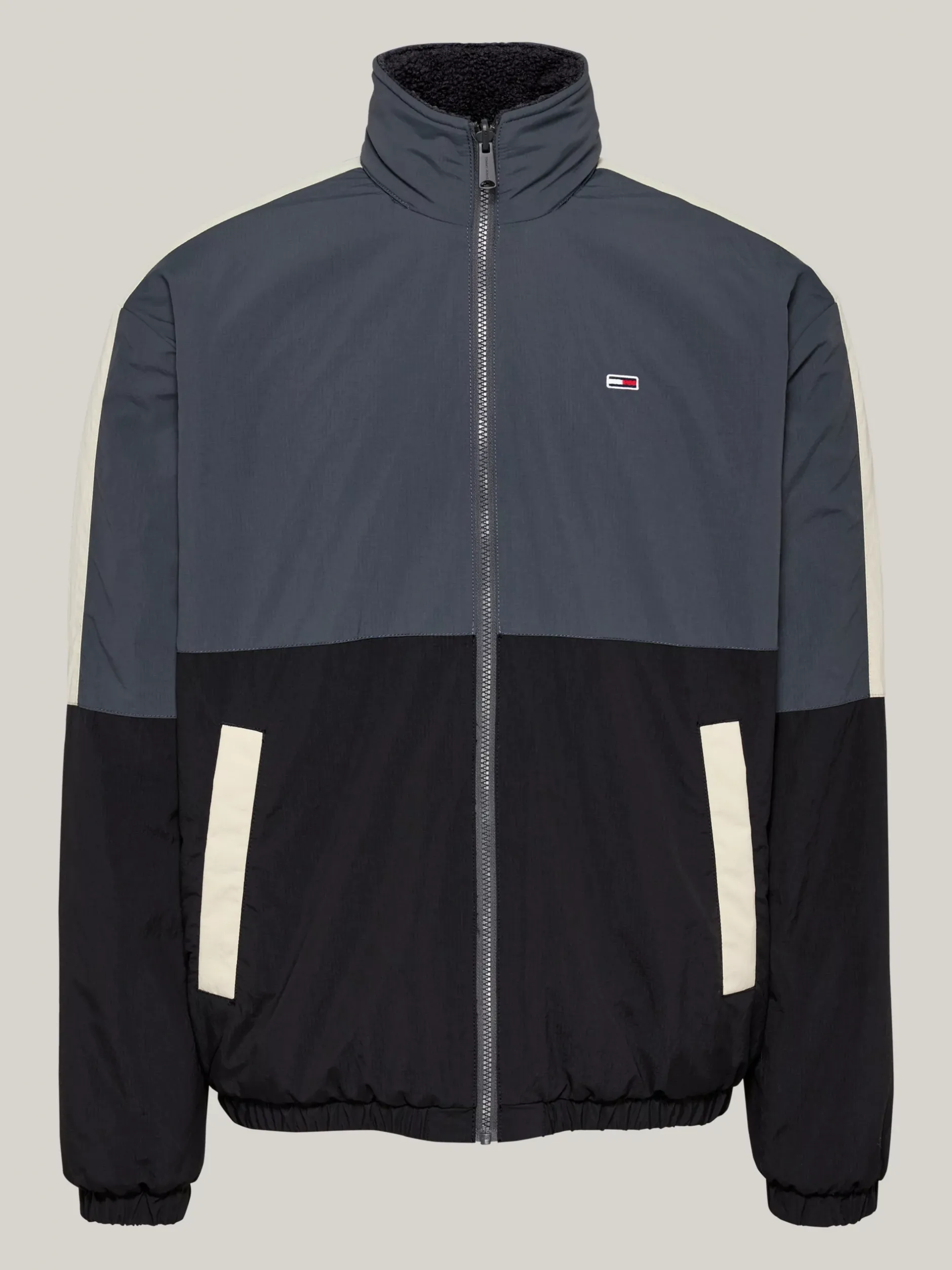 Kurtki & Płaszcze|Bomberki*Tommy Hilfiger Dwustronna Kurtka Z Kożuszkowego Polaru Z Chowanym Kapturem BLACK / MULTI