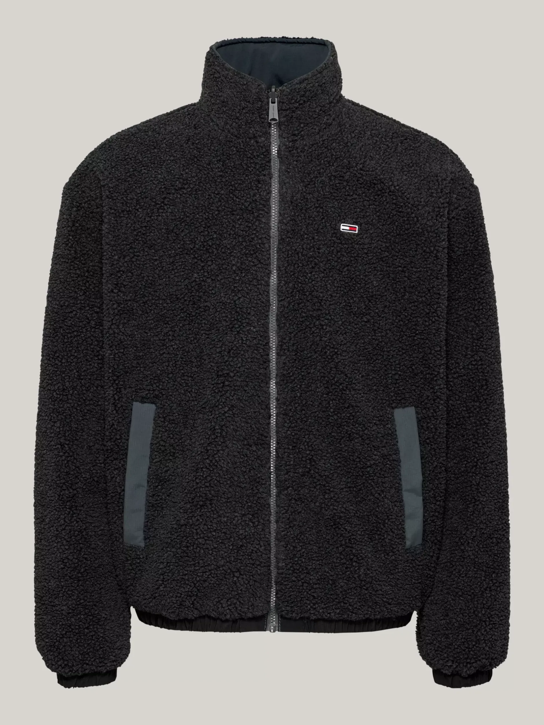 Kurtki & Płaszcze|Bomberki*Tommy Hilfiger Dwustronna Kurtka Z Kożuszkowego Polaru Z Chowanym Kapturem BLACK / MULTI