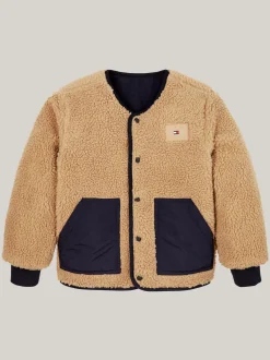 Kurtki*Tommy Hilfiger Dwustronna Kurtka Ze Sztucznego Kożuszka DESERT SKY / CLASSIC KHAKI