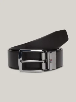 Paski*Tommy Hilfiger Dwustronny Skórzany Pasek Denton TESTI DI MORO / BLACK