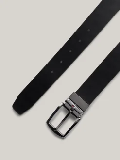 Paski*Tommy Hilfiger Dwustronny Skórzany Pasek Denton TESTI DI MORO / BLACK