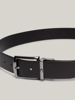Paski*Tommy Hilfiger Dwustronny Skórzany Pasek Denton TESTI DI MORO / BLACK