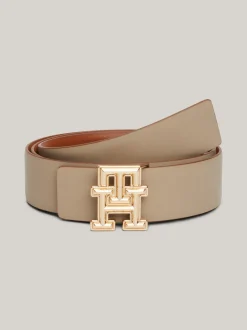 Paski*Tommy Hilfiger Dwustronny Skórzany Pasek Z Logo Hilfiger COGNAC / BEIGE