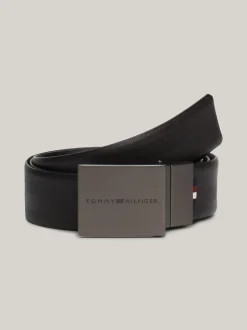 Paski*Tommy Hilfiger Dwustronny Teksturowany Pasek Ze Skóry BLACK