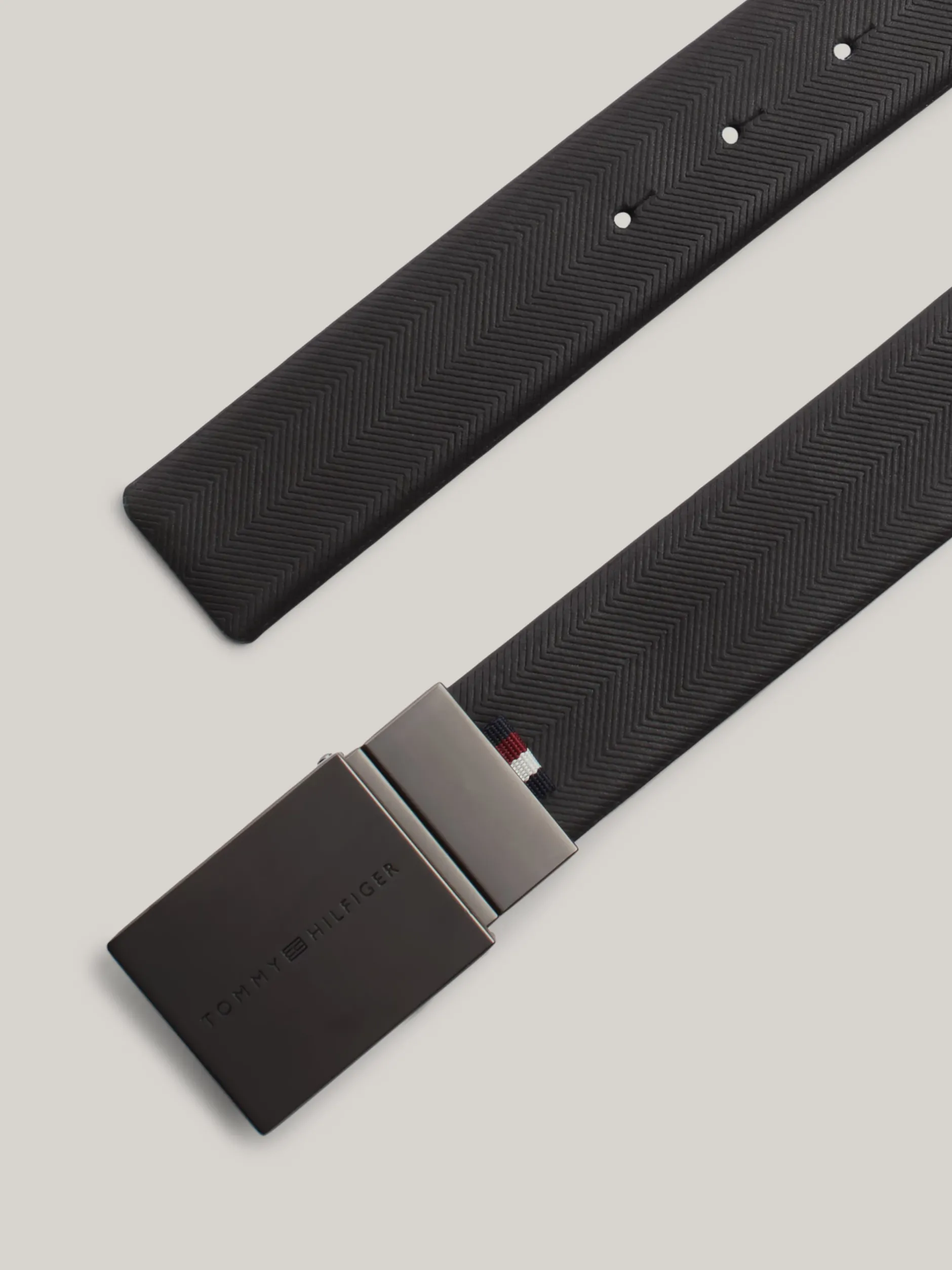 Paski*Tommy Hilfiger Dwustronny Teksturowany Pasek Ze Skóry BLACK