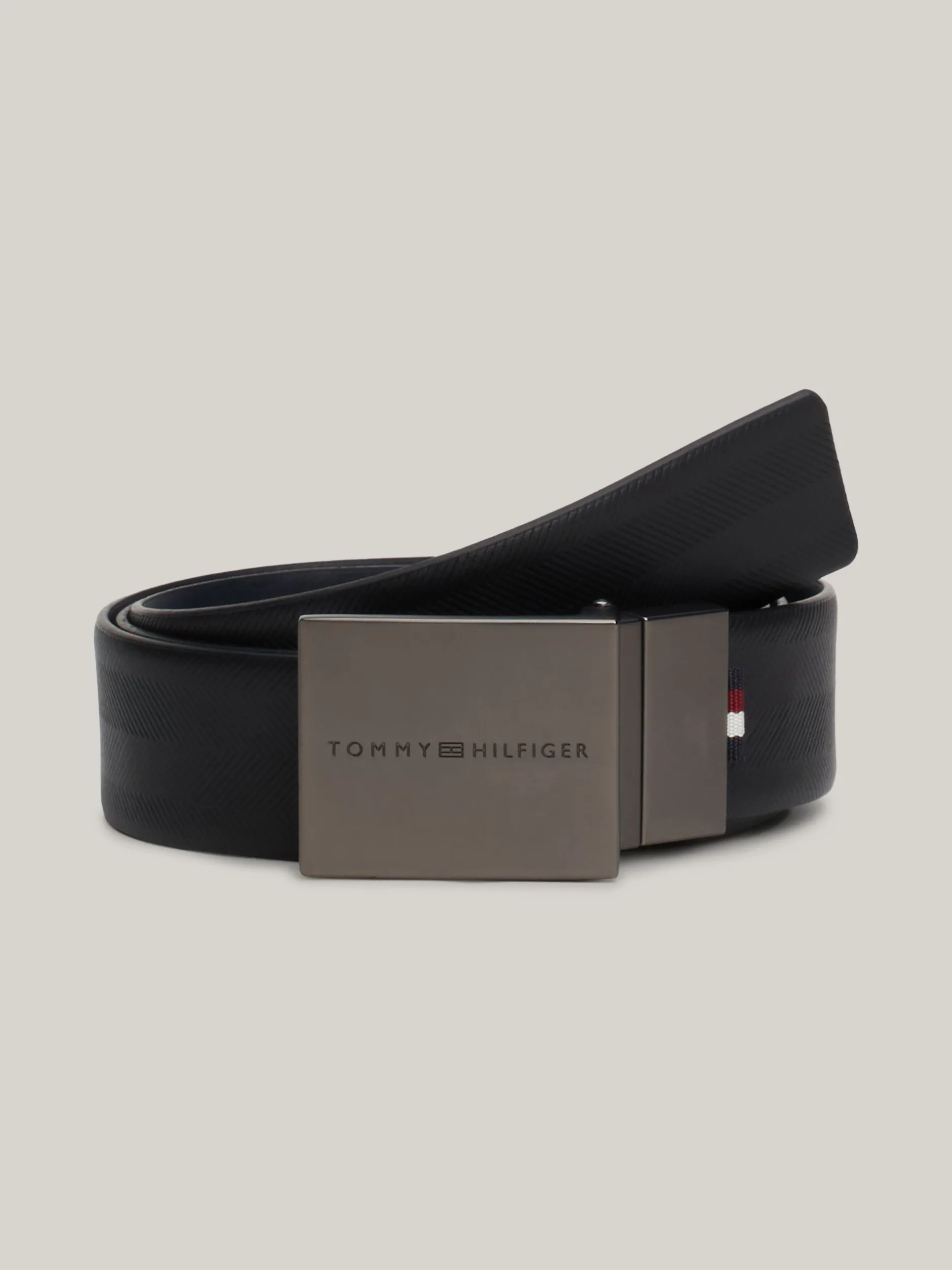 Paski*Tommy Hilfiger Dwustronny Teksturowany Pasek Ze Skóry SPACE BLUE