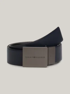Paski*Tommy Hilfiger Dwustronny Teksturowany Pasek Ze Skóry SPACE BLUE
