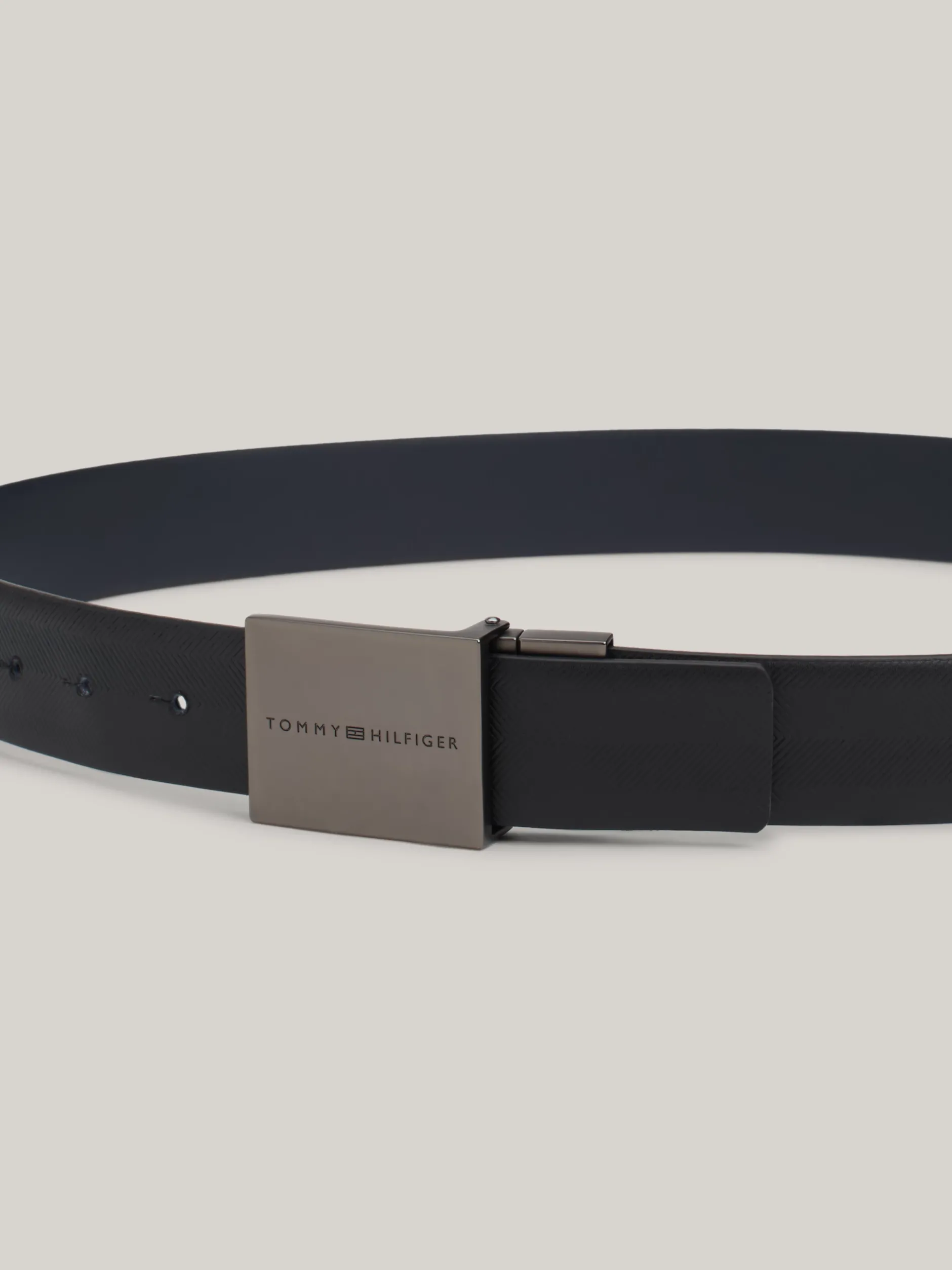 Paski*Tommy Hilfiger Dwustronny Teksturowany Pasek Ze Skóry SPACE BLUE