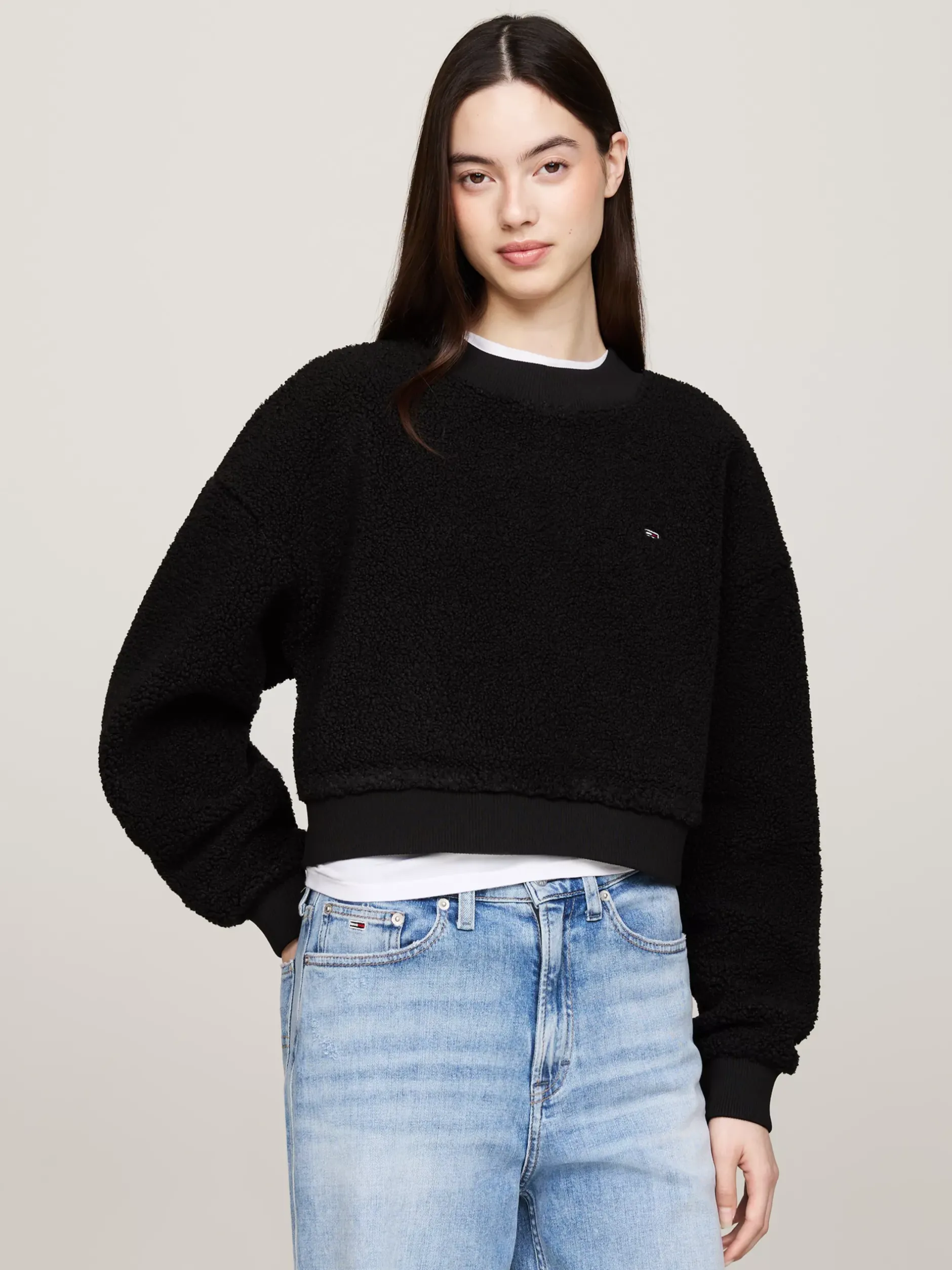 Bluzy Dresowe & Z Kapturem*Tommy Hilfiger Dzianinowa Bluza Oversize BLACK