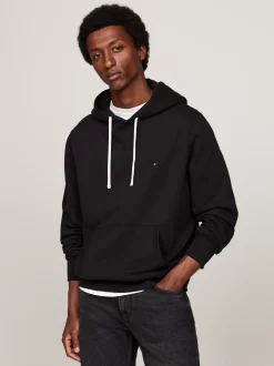 Bluzy Dresowe & Z Kapturem*Tommy Hilfiger Dzianinowa Bluza Z Kapturem Z Troczkami BLACK