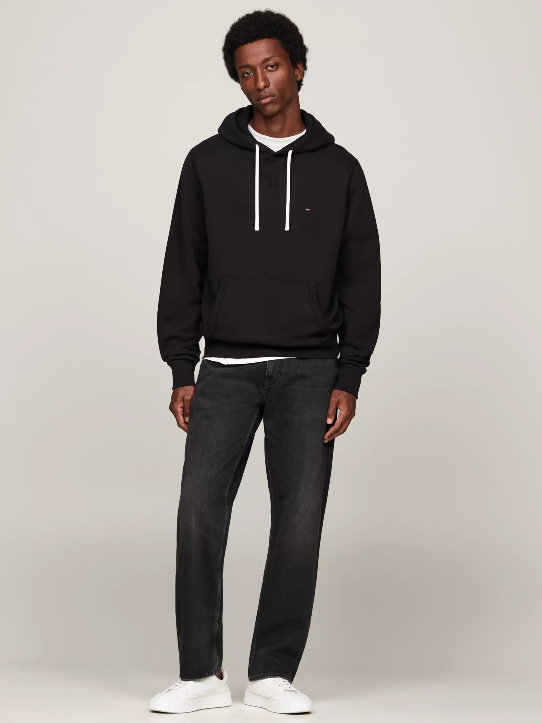 Bluzy Dresowe & Z Kapturem*Tommy Hilfiger Dzianinowa Bluza Z Kapturem Z Troczkami BLACK