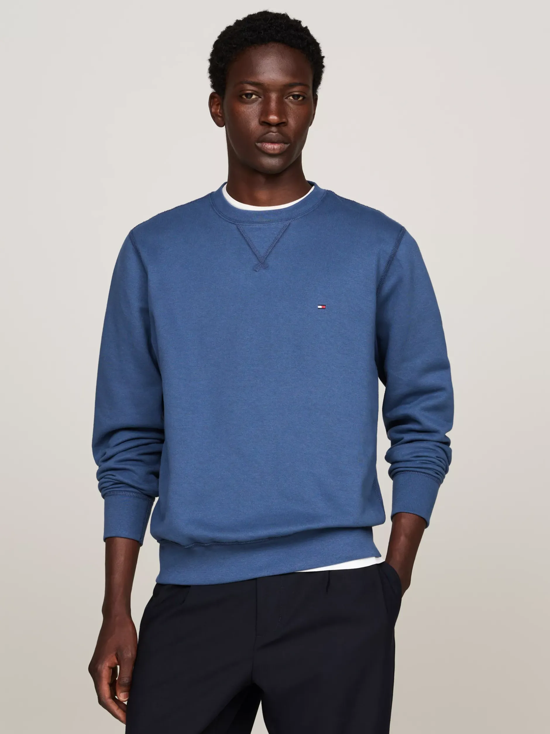 Bluzy Dresowe & Z Kapturem*Tommy Hilfiger Dzianinowa Bluza Z Okrągłym Dekoltem AEGEAN SEA