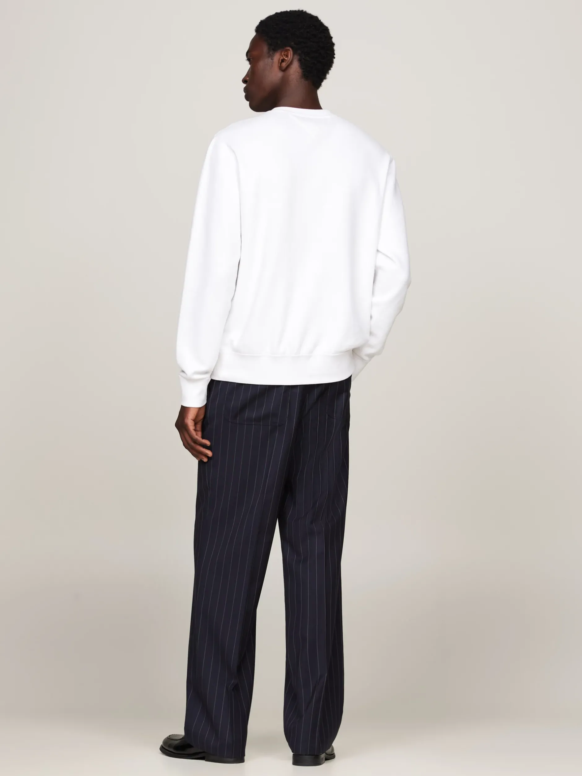 Bluzy Dresowe & Z Kapturem*Tommy Hilfiger Dzianinowa Bluza Z Okrągłym Dekoltem WHITE