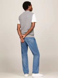 Dzianina*Tommy Hilfiger Dzianinowa Kamizelka O Wafelkowym Splocie MEDIUM GREY HEATHER